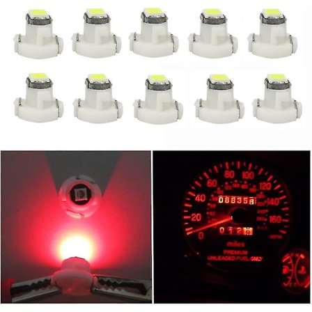 10x Røde T3 Neo Wedge 3030 Smd Chipest 8mm Base Led Bil Instrument Klynge Led Pære Dashbord Måler Pære Hvac Ac Varmeapparat Klimaanlegg Kontroller 
