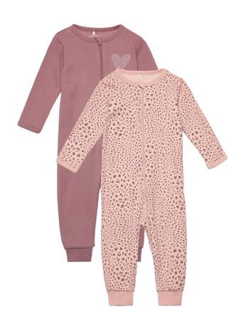Nbfnightsuit 2P Zip Rose Taupe Leo Pyjamas Sie Jumpsuit Rosa Name It