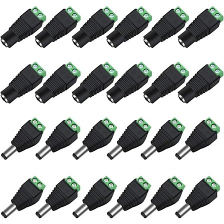 DC-strømforsyning Han/hun-stik Balun-adapter 12V udtag Adaptere Bruges til videoskærm CCTV-kamerakabel LED-lyskæde 2,1 x 5,5 mm-Glad