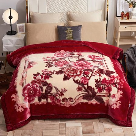 Tung Mjuk Filt, 3 kg Plommonblomst Tjock Vinterfilt 178 * 218 cm Plysch Dubbellager Ultra Mjuka Varma Filtar för Säng