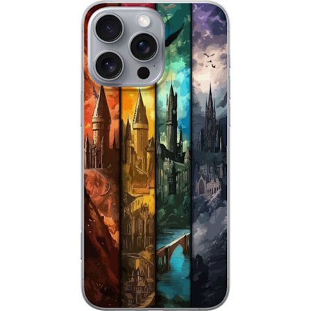 Kompatibel Mobilcover til Apple Apple iPhone 16 Pro Max Fire magiske slotte i forskellige elementfarver, episk fantasykunst med ild vand luft og mørk