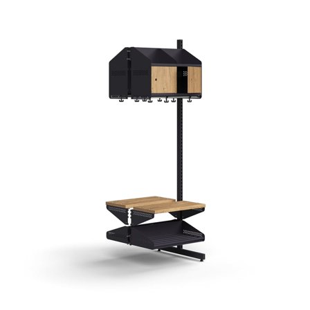 Cloakroom unit ENTRY, add-on floor unit, 4 wooden doors, 1800x600x600 mm, anthracite/oak