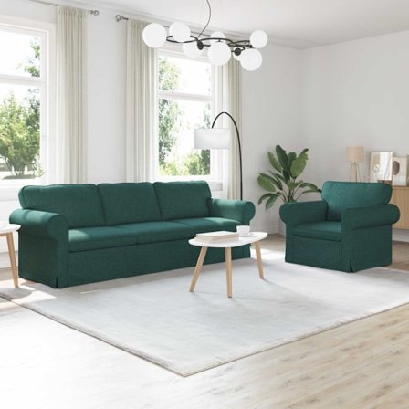 Soffa 210cm 2 pcs Mörkgrön Metall