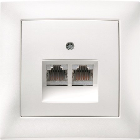 Hager 6345551909 Datapistoke 2 x RJ45, kaikki varusteet valkoinen, Tietokoneet & internet