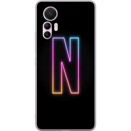Kompatibelt Mobildeksel til Xiaomi Xiaomi 12 Lite Minimalistisk neonbokstav N i fargeskiftende lys mot svart bakgrunn