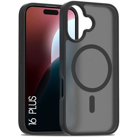 Beskyttelsescover til iPhone 16 Plus - BOOLING - Hybrid Silikone og PC - Sort - Kompatibel med trådløs opladning