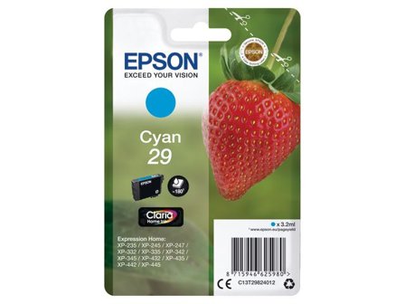 Epson Bläckpatron 29, C13T29824012, Strawberry, Claria Home-bläck, cyan, singelförpackning - Lyreco - Toner och bläck - Bläckpatroner - Bläckpatroner 