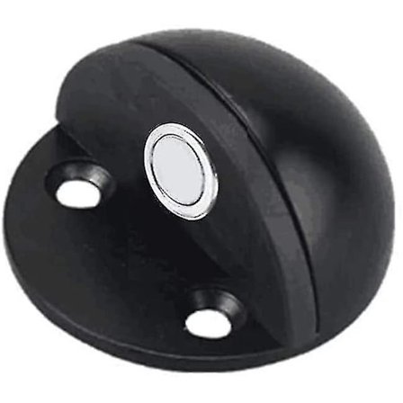 Sett med 4 kuppelformede magnetiske dørstoppere i børstet satinnikkel rustfritt stål, svart