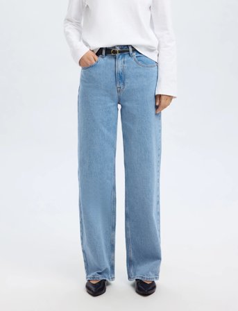 Selected Slfalice Hw Wide Long Lig Blu Jeans Noos - Blue - 30 x 32