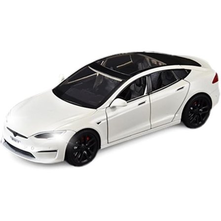 Modell S leksaksbilar 1/24 legering diecast modellbil, dra tillbaka modell S modellbil med ljus och ljud, Tesla Big Model S bilmodell leksak lämplig 