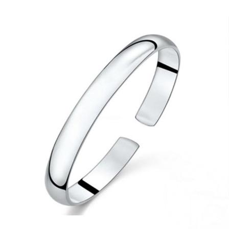 999 Sterling Silver Mode Kvinna Manschett Armband Polering Retro Kedja Bangle