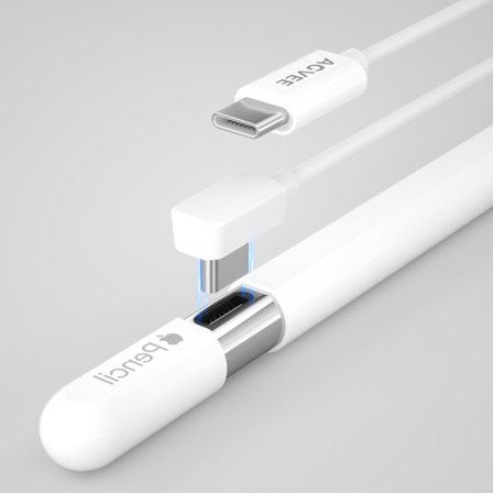 2025 Senaste Modell 2-pack 0,45 m Laddare för Apple Pencil (USB-C) Gen 3 och Andra USB-C Stylus Pennor, 90 Graders Vinklad Extra Mjuk Slimmad Laddare