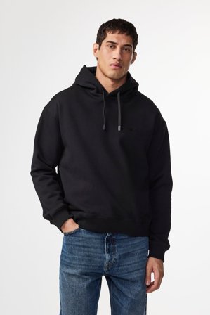 NN07 David Hoodie male Black Organic Cotton