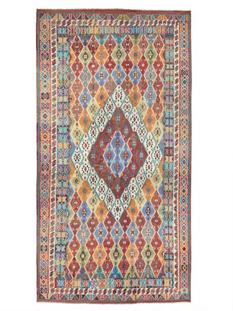 Oriental Kilim Afghan Old Style Rug 526X979 Brown/Dark Red Large Wool, Afghanistan