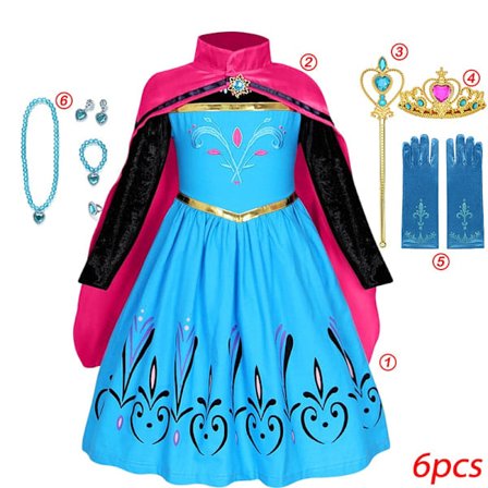 "Frost 2" Elsa-kostume til piger, børn, Halloween, rollespil, Snedronningen, Anna-prinsessekjole, festkjole, Anna-kjole, B Anna D..._ NN