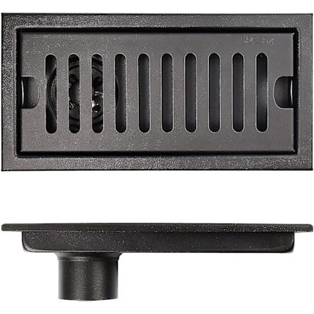 Rektangulärt golvbrunn, 2010 cm svart rostfritt stål, långsträckt golvbrunn, deodorant duschgolv