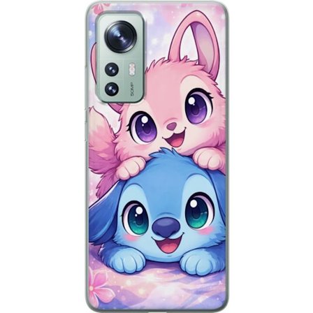 Kompatibel Mobilcover til Xiaomi Xiaomi 12 Sød kawaii illustration med pink og blå fantasidyr, store øjne og bløde farver perfekt til børneværel