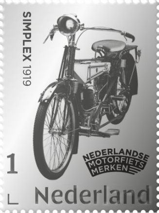 Holland - Motorcykel Simplex 1919 - Postfrisk sølvfrimærke i folder