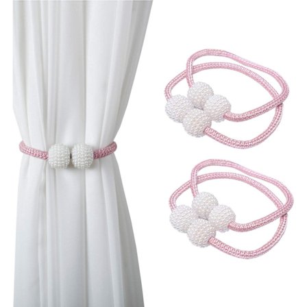 Rosa, set med 4 magnetiska gardiner med små pärlor för att kyssas - oss