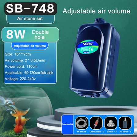 SOBO Silent Aquarium Oxygen Air Pump Fish Tank Adj
