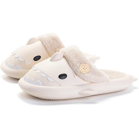 38/39 EU Hvite Hai Tøfler Varme Plysj Hai Tøfler Flyttbar