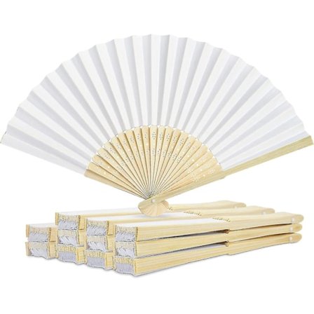 Bryllupsvifte, håndvifte, 12 stk. hvite bryllupsvifter av papir, dekorativ vifte, bryllup