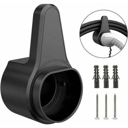 Type 2 ladekabelholder sikkerhedsdesign oplader type 2 vægboks wallbox EV ladekabelholder stærk ABS bilopladerholder - sort