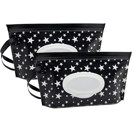 Portable våtservietter poser, gjenbrukbar og etterfyllbar dispenser for våtservietter, miljøvennlig og lett reise våtserviett holder (2 pakning)