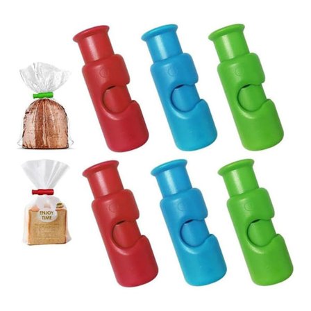 Ziplock-klemmer, poseklemmer, chipsklemmer, matklemmer, gjenbrukbare handleposeklemmer, brød-ziplock-klemmer, matklemmer for plastposer (6 stk)