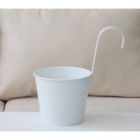 5-pakks metall hengende plantepotter - For gjerder eller balkonger - Med avtakbare kroker - Tinn hengende bøtteplanter