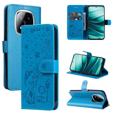 Redmi Note 14 Pro / 14 Pro+ 5G - Katt och Bi Pr präglad Flip Läder fodral