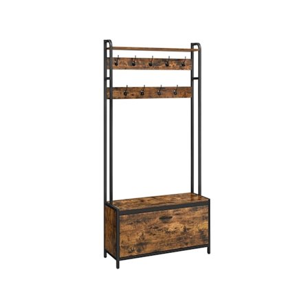 Rootz-naulakko ja kenkäkaappi - Vintage takkiteline - Hallin puukalusteet - lastulevy, teräs - 30cm x 85cm x 180cm