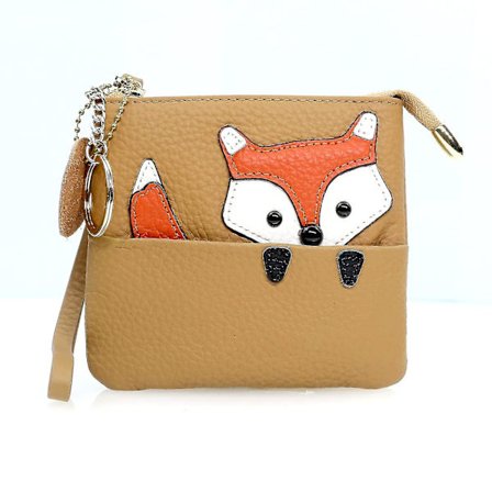 Nahkainen söpö kettu ohut pieni lompakko (1 kpl)