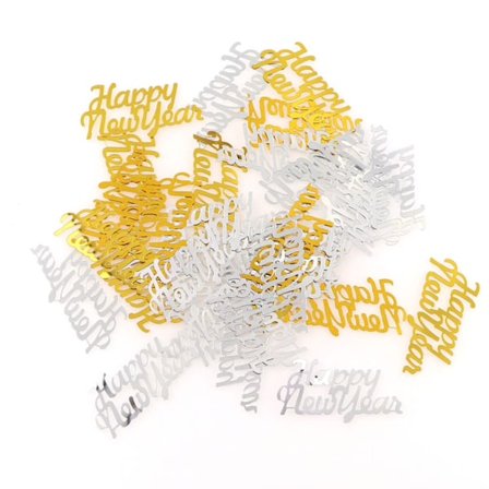 Konfetti 15 gram "happy new year" silver guld