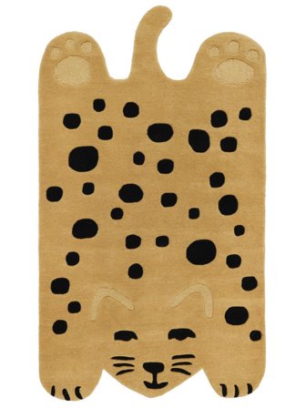 Tappeto Bambini Di Lana Animale Lo Cat Giallo Scuro/Nero Piccolo