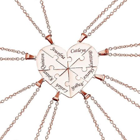 Sterling Sølv Halskæde 2/3/4/5/6/7/8 PCS BFF Puzzle Navn Hjerte