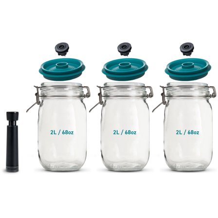 Airtender Vakuumforsegler + 3 krukker 2 liter - Kjøp kjøkkenmaskin hos Bakeren og Kokken' - 'Grønn