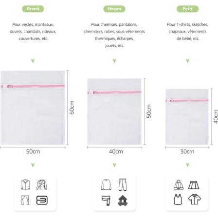 (1XL+2L+2M) 5 Pakkaus Pesukoneverkko, Pesulaverkko, Pesupussi