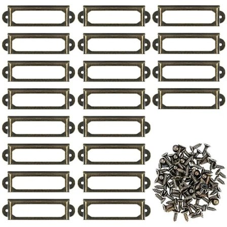 20 stk Metalliske Etikett Holdere 60x17mm for Kontor Bibliotekhyller Ramme(a38)