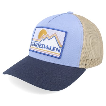 Wild Spirit - Beige trucker Kasket - Swedish Härjedalen Landscape Sky Blue/Khaki/Navy A-Frame Trucker @ Hatstore