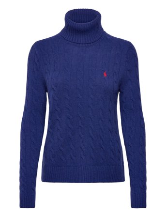 Wool-Cashmere Cable Turtleneck Sweater Blue Polo Ralph Lauren