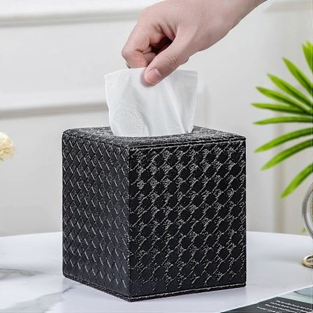 Sort Tissue Box Cover, Firkantet Tissue Box Cover, Sorte Tissue Box Holdere, Tissue