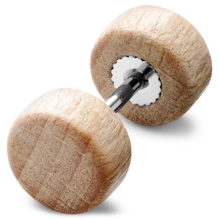 Satago | 8 mm heller Eichenholz & Edelstahl Faux Plug-Ohrstecker für Männer