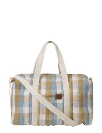 Quilted Gym Bag - Cottage Blue Checks Patterned Fabelab