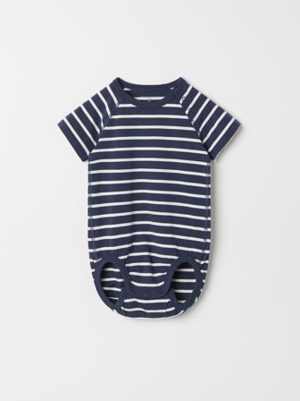 Kortermet body stripet - 74 - barneklær - blue - Polarn O. Pyret