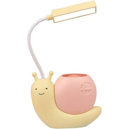 Søt Barnelampe med Penneholder, LED Skrivebordslampe for Barn, Snegleform USB-Lading Student Lærings Øye Beskyttelse Lampe Gul