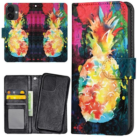 iPhone 16 - Plånboksfodral/Skal Regnbåg Ananas