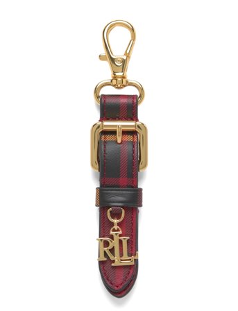 Lauren Ralph Lauren | Logo Charm Plaid Nappa Leather Key Fob | ONE SIZE