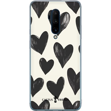Kompatibel Mobilcover til OnePlus OnePlus 7T Pro Cactus and Friends - Bold Black Love Pattern