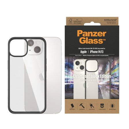 Panzer Transparent w. Black Frame iPhone 14 | 13 ClearCase PanzerGlass - High quality tempered glass screen protector Cover